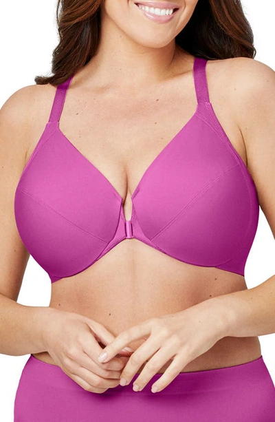 Glamorise Wonderwire Front-close Smoothing Bra In Pink Berry