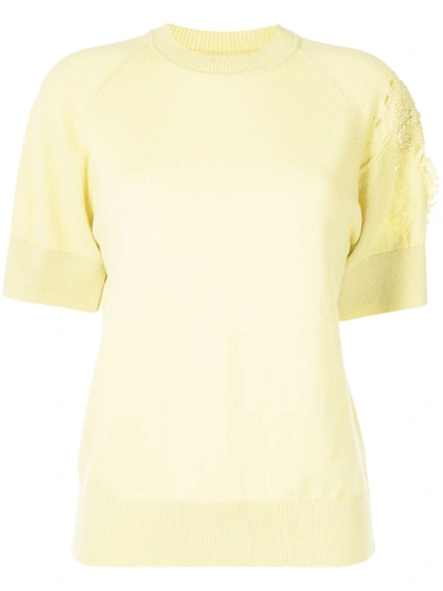 Barrie Short-sleeved Cashmere Top In Green