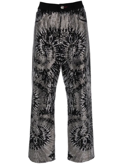 Philipp Plein Embellished Wide-leg Jeans In Black