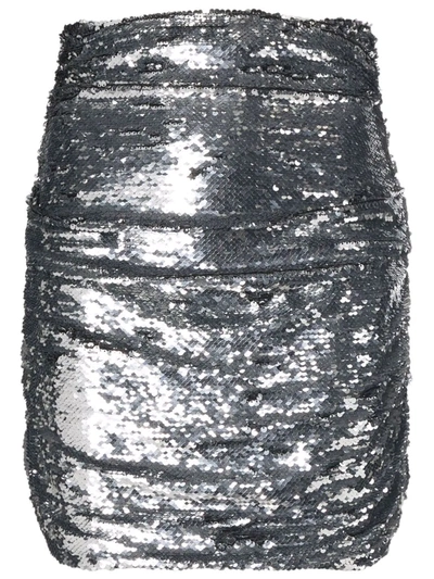 Dolce & Gabbana High-waisted Sequinned Mini Skirt In Silber