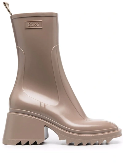 Chloé Betty 50mm Square-toe Boots In Neutrals