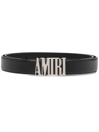 Amiri Logo Buckle Leather Belt In Black