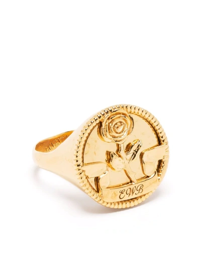 Ernest W Baker Rose Signet Ring In Gold