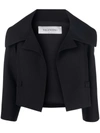 Valentino Oversized Collar Cropped Jacket In Schwarz