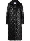 Stand Studio Dorothea Quilted Leatherer Long Coat In Schwarz