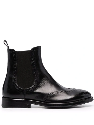 Alberto Fasciani Brogue Detailing Chelsea Boots In Schwarz