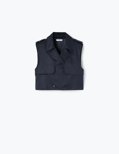 A Line Evening-blue Cropped Trench-vest