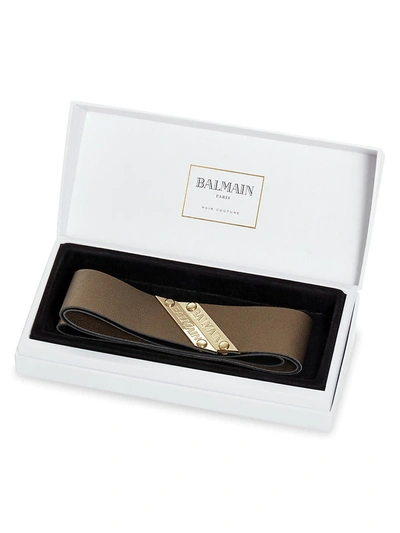 Balmain Standard Leather Headband In Bronze
