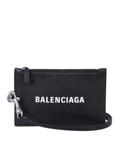 Balenciaga Leather Card Holder In Black
