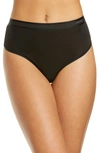 Calvin Klein Second Skin High Waist Thong In Black