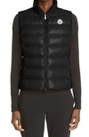 Moncler Quilted Black Vest With High Collar And Fitted Silhouette In Black