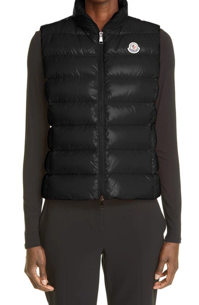 Moncler Ghany Water Resistant Down Puffer Vest In Black