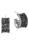 John Hardy Sterling Silver Classic Chain Extra Small Hoop Earrings With Treated Black Sapphire & Black Spinel In Silver/ Black Sapphire