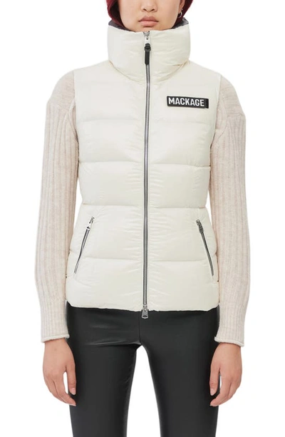 Mackage Chaya Lustrous Light Down Funnel Vest In Cream - Atterley In White