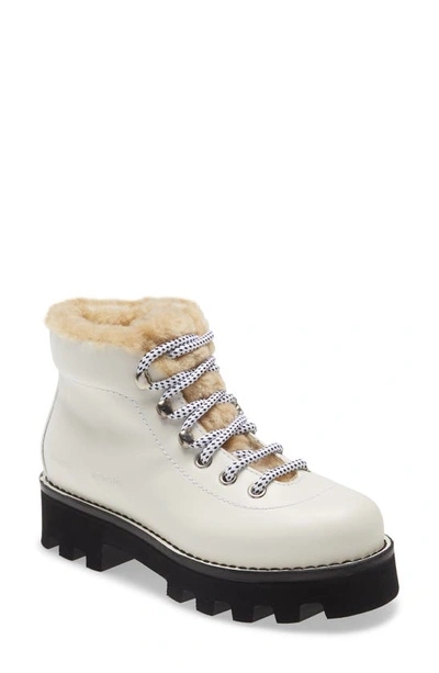 Proenza Schouler Calfskin Shearling Hiking Booties In White