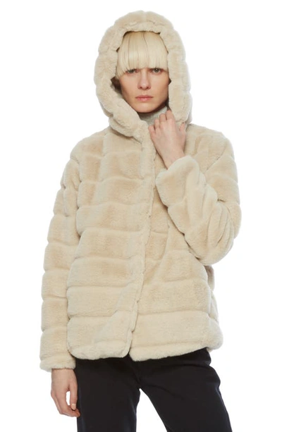 Apparis Goldie 4 Faux Fur Hooded Jacket In Latte