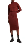 Allsaints Margot Long Sleeve Wool & Alpaca Blend Dress In Wild Berry Red