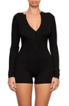 Skims Soft Lounge Ribbed Stretch-jersey Playsuit In Onyx