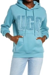 Ugg (r) Rey Fuzzy Logo Hoodie In Mediterranean Blue