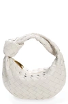 Bottega Veneta Womens Chalk Mini Jodie Intrecciato Leather Top-handle Bag In White Gold