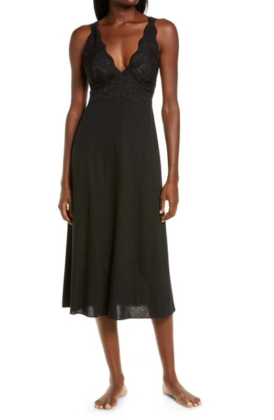 Natori Obsession Lace Trim Nightgown In Black