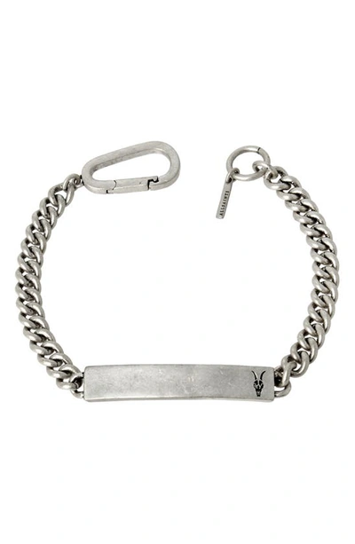 Allsaints Sterling Silver Id Bracelet In Warm Silver