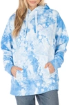 IVORY ELLA BLUE CLOUD TIE DYE COTTON GRAPHIC HOODIE,S000566