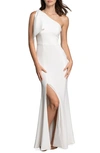 Dress The Population Georgina One-shoulder Crepe Gown In Off White