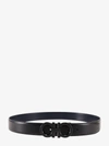 Ferragamo Salvatore  Man's Bicolor Leather Belt With Logo Buckle In Black