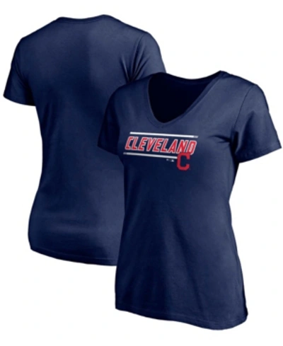 Fanatics Women's Navy Cleveland Indians Plus Size Mascot In Bounds V-neck T-shirt