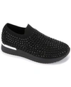 Kenneth Cole Reaction Cameron Jewel Jogger Womens Fitness Lifestyle Slip-on Sneakers In Black