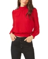 1.state Long Sleeve Cropped Mock Neck Blouse In Vibrant Red