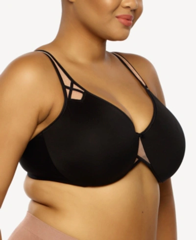 Paramour Plus Size Amaranth Cushioned Comfort Unlined Minimizer Underwire Bra In Black