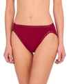 Natori Bliss Lace-trim Cotton French-cut Brief Underwear 152058 In Currant