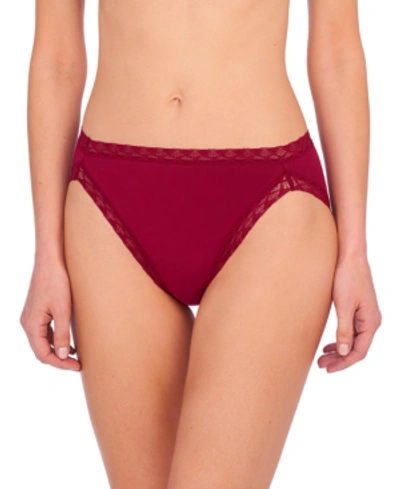 Natori Bliss Lace-trim Cotton French-cut Brief Underwear 152058 In Currant
