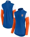 FANATICS WOMEN'S ROYAL, ORANGE NEW YORK METS AUTHENTIC FLEECE QUARTER-ZIP JACKET