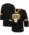 Starter Women's Black Pittsburgh Steelers Lead Game Lace-up V-neck 3/4 Sleeve T-shirt In Black