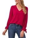 Cece Tie Sleeve Top In Plumeria