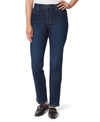 Gloria Vanderbilt Petites Womens High Rise Dark Wash Straight Leg Jeans In Blue