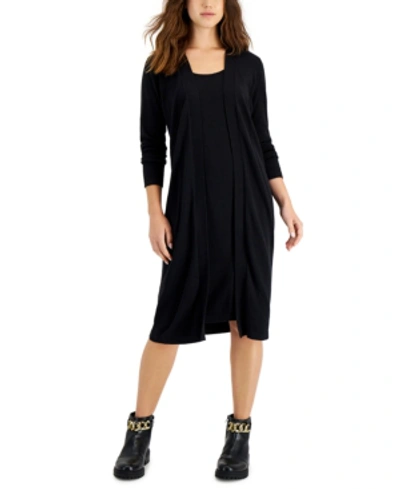Inc International Concepts 2-fer. Sweater Dress Set, Created For Macy's In Black