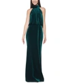 Eliza J Mock Neck Blouson Gown In Hunter