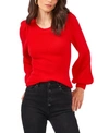 1.state Balloon Sleeve Crewneck Rib Sweater In Bright Cherry
