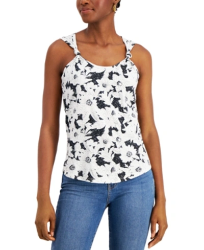 Inc International Concepts Cotton Twisted-strap Tank Top, Created For Macy's In Franki Floral