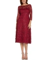 ADRIANNA PAPELL EMBROIDERED FIT & FLARE DRESS