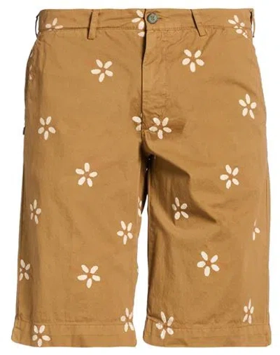 40weft Green Label Man Shorts & Bermuda Shorts Camel Size 36 Cotton In Brown