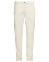 40weft Man Pants Beige Size 28 Cotton, Linen, Lycra