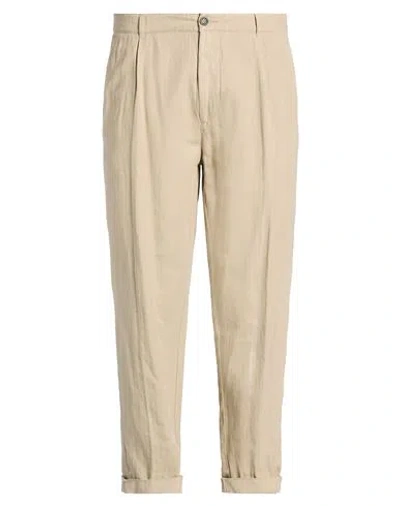 40weft Man Pants Beige Size 38 Cotton, Linen In Neutral