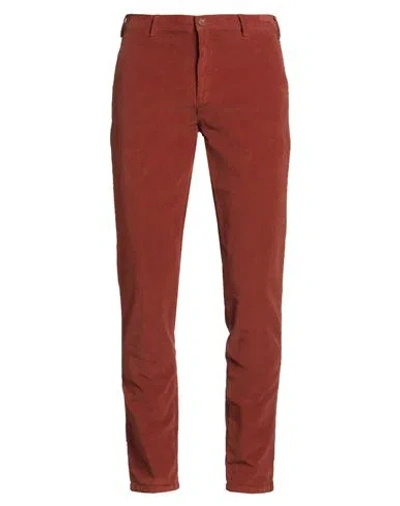 40weft Man Pants Brick Size 32 Cotton, Elastane In Burgundy