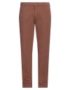 40weft Man Pants Brown Size 40 Cotton, Elastane