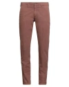 40weft Man Pants Brown Size 40 Cotton, Elastane In Multi